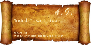 Andráska Izidor névjegykártya